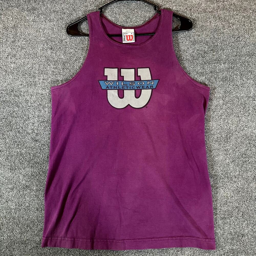 Vintage 90s Wilson Athleticwear Men’s M Purple Tank Top USA 100% Cotton